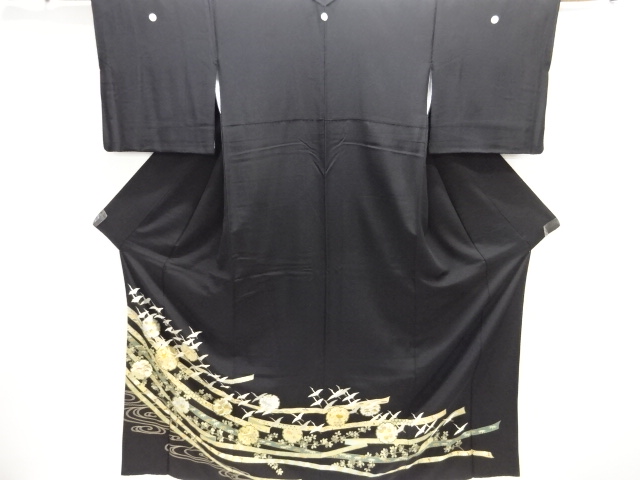 JAPANESE KIMONO / TOMESODE / SILK / SNOWFLAKE & CRANES